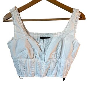 Forever 21 Lace Corset Top M Medium Crop Hook & Eye Tank Festival Lace Ruffles